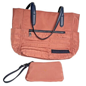 Steve Madden Large Quilted Tote Bag Purse Logo Pink Blush & Accessory Bag